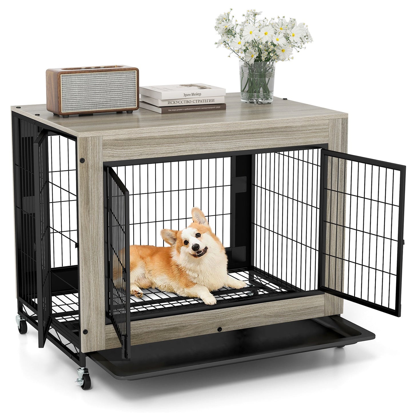 Kennel Industrial Premium para Perros con Tapa Abatible y Puertas Cerrables