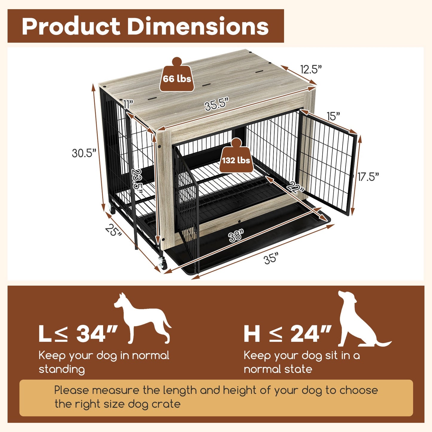 Kennel Industrial Premium para Perros con Tapa Abatible y Puertas Cerrables