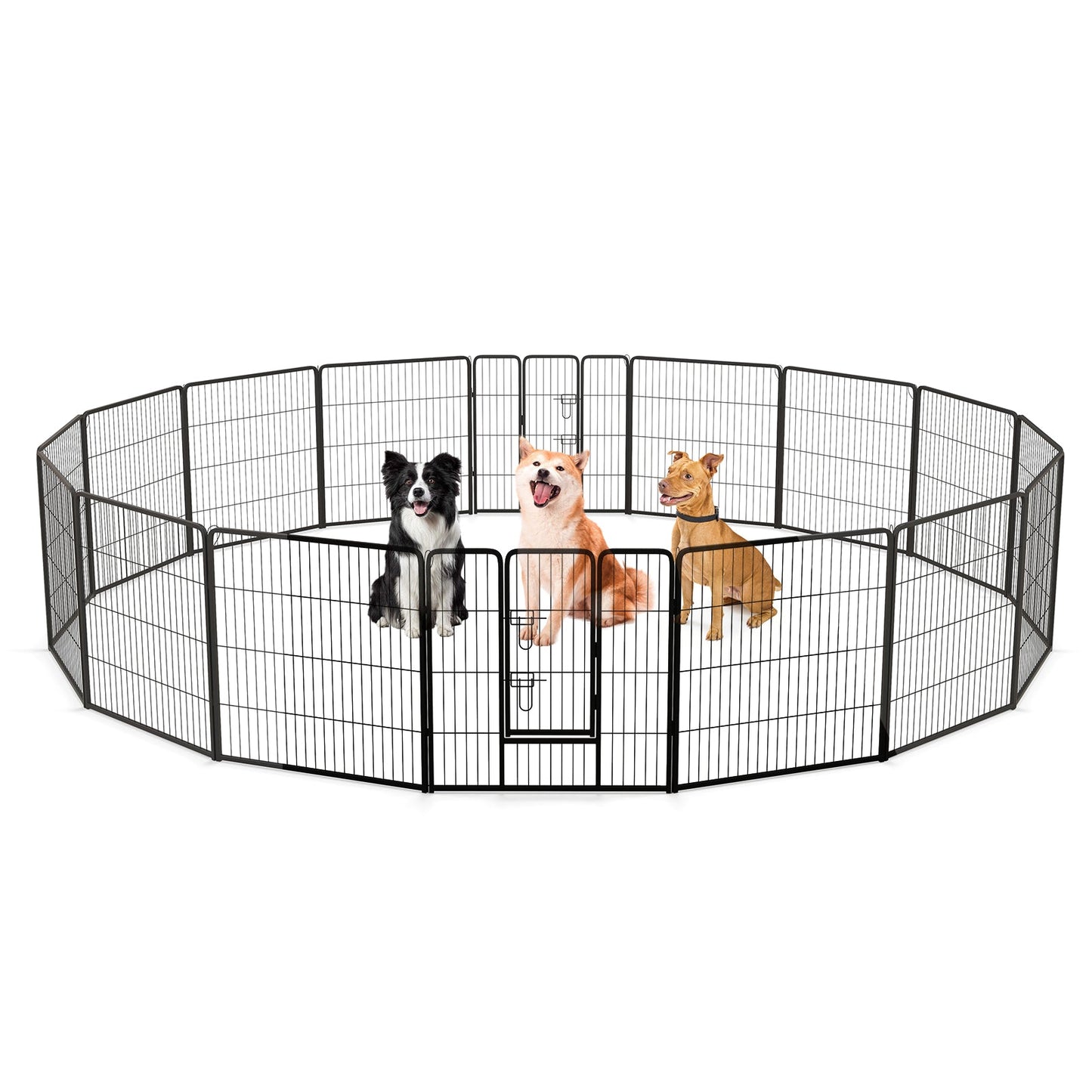 Reja para Perros de 16 Paneles con Cerradura y Gran Puerta - 24/32/40 Pulgadas