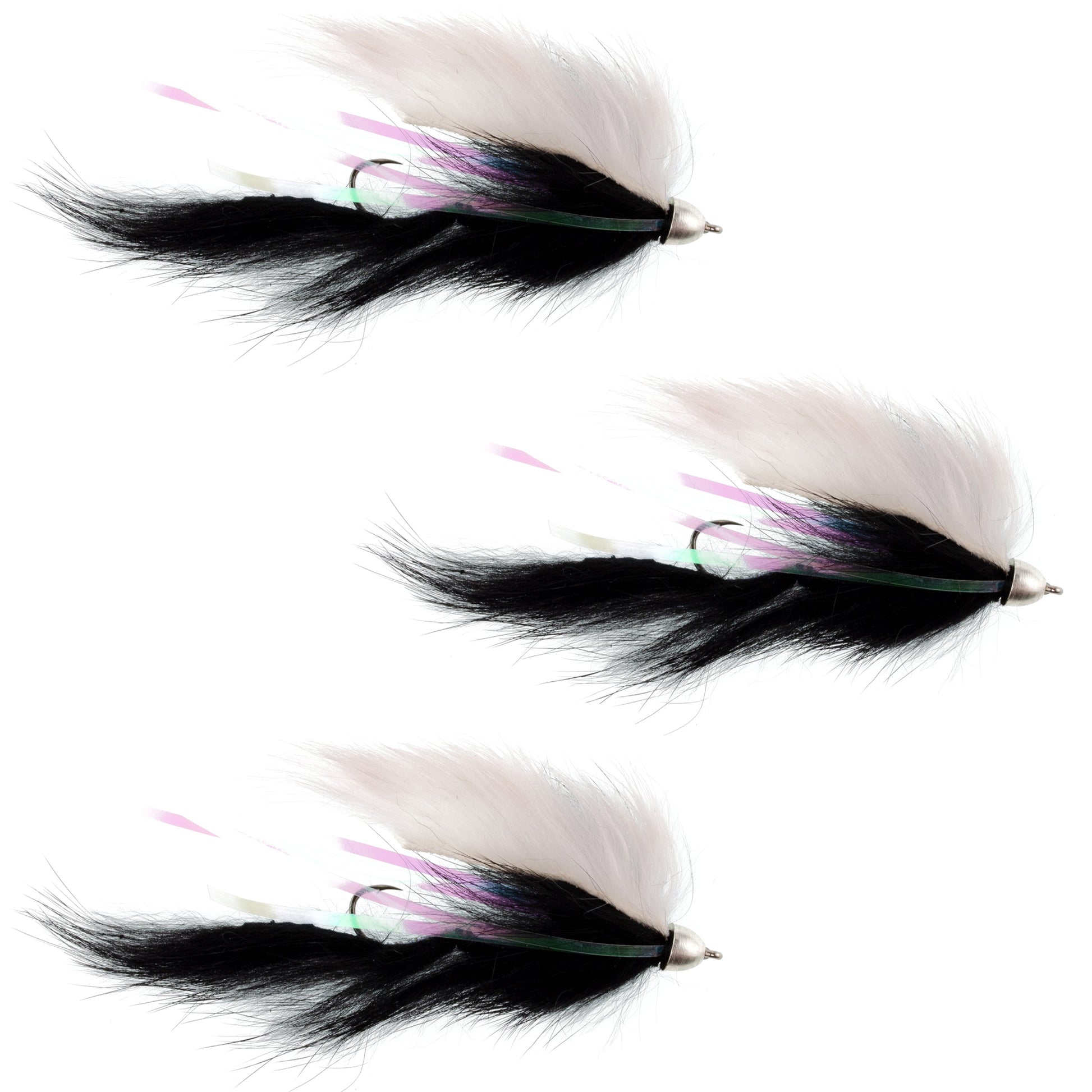 Dolly Llama Stinger Streamer Flies - 3 Pack for Salmon, Steelhead & Trout - Size 4 Black & White - Korvel