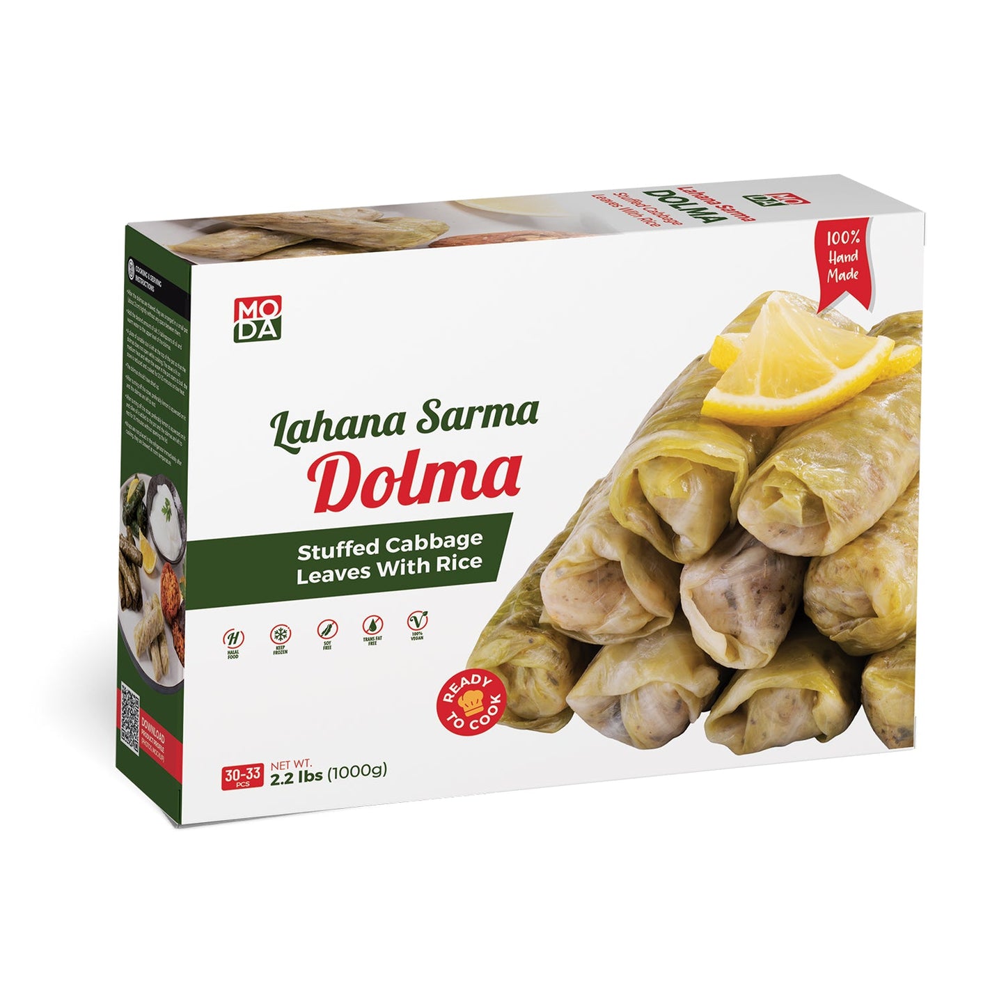 Hojas de col rellenas de arroz Moda (sin cocinar, 1 kg)