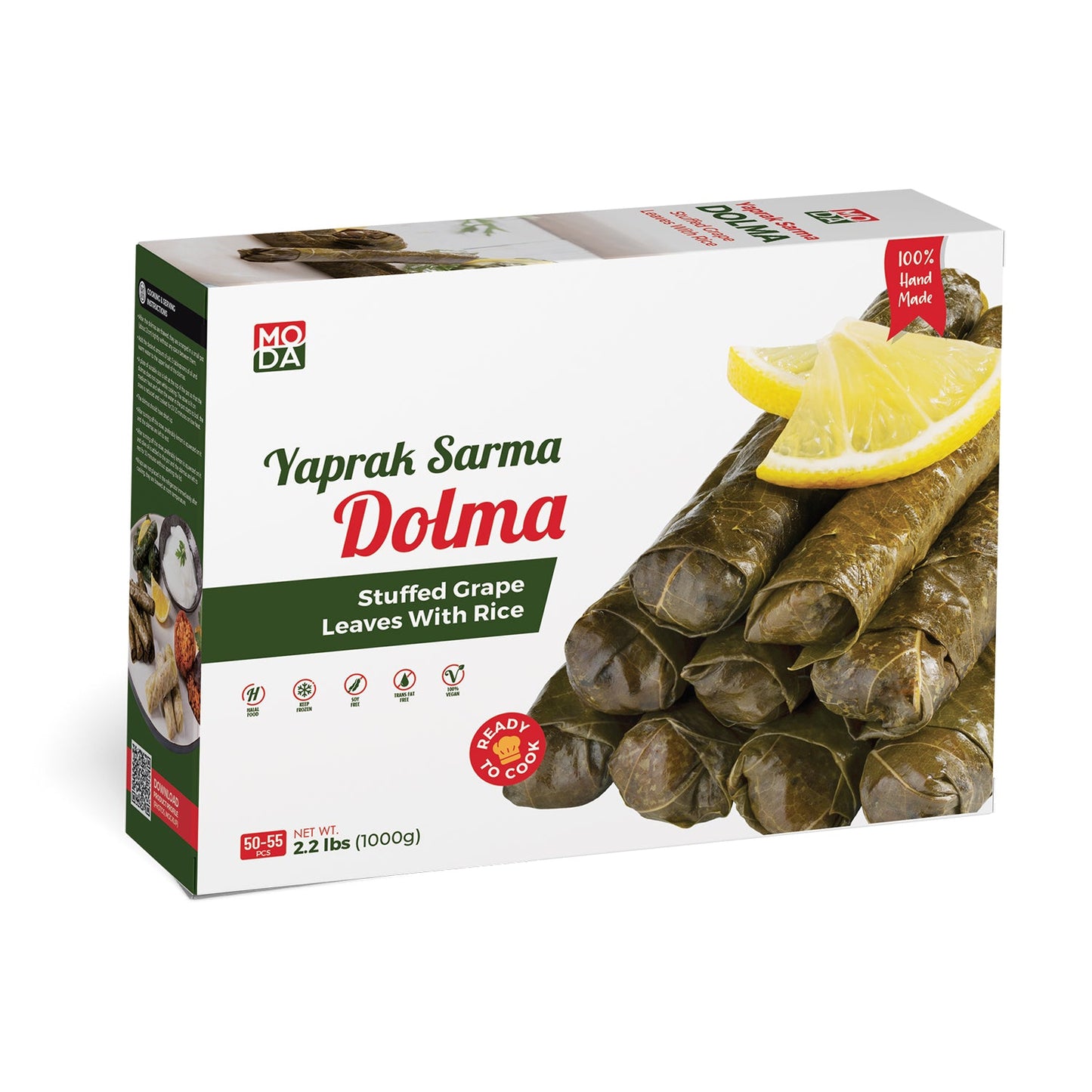 Hojas de parra rellenas de arroz Moda (sin cocinar, 1 kg)