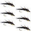 Premium Double Bead Black Stonefly Nymph - Set of 6 Size 8 Wet Flies - Korvel