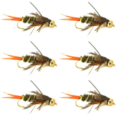 Premium Double Bead Twenty Incher Nymph Flies - Set of 6, Size 10 - Korvel