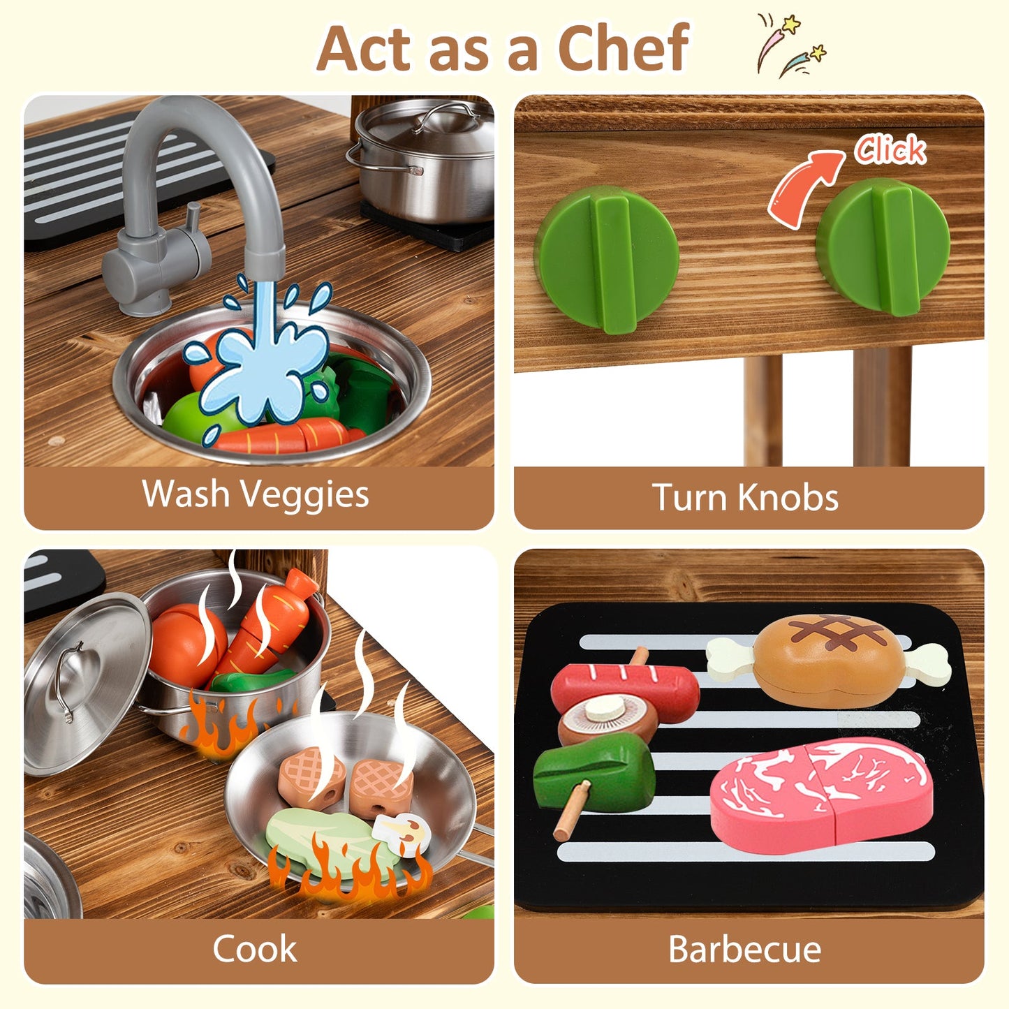 Cuisine de boue double face avec auvent et tableau noir pour enfants