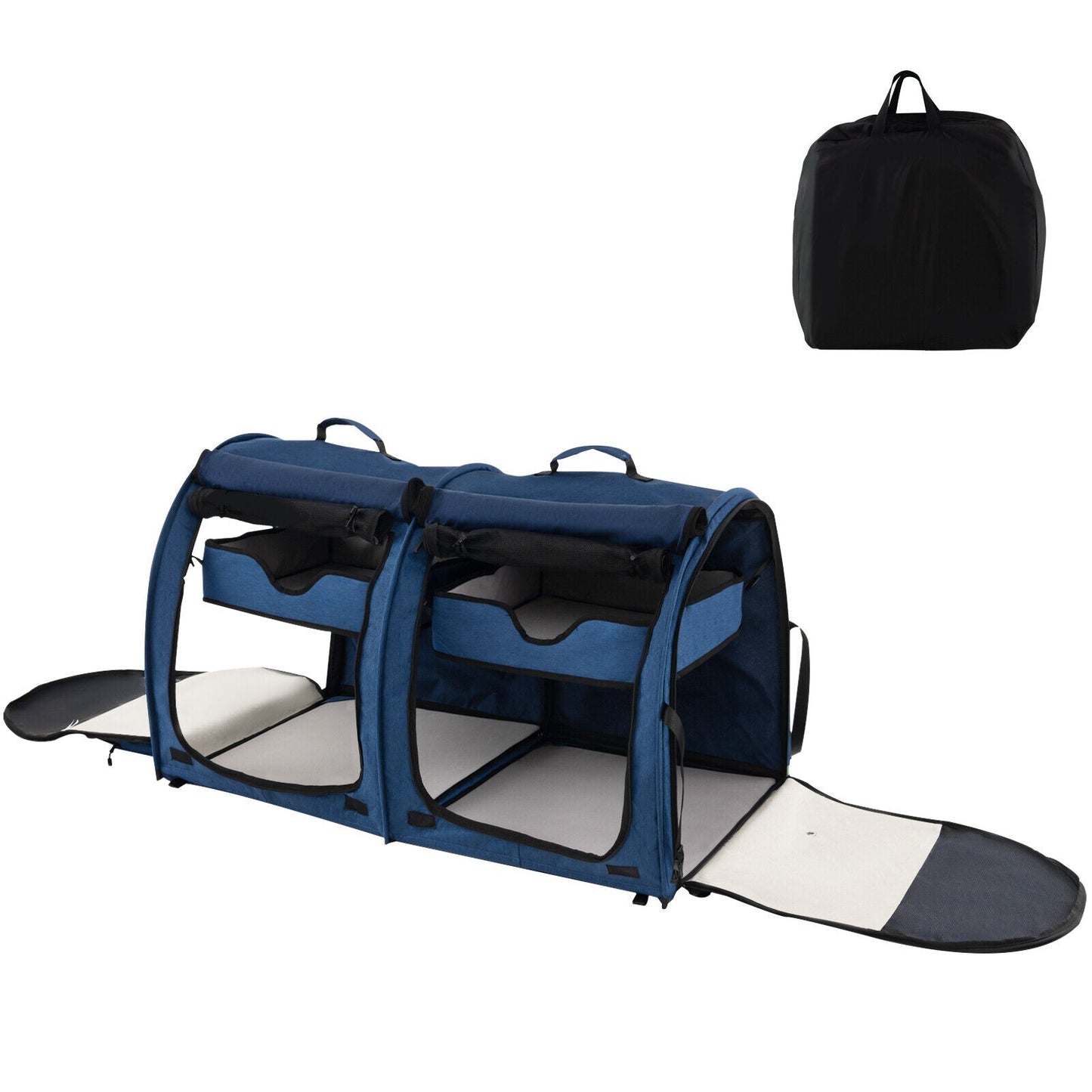 Transporteur pour animaux à double compartiment avec hamacs amovibles - Marine
