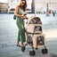 Double Pet Stroller 3-in-1 with Detachable Carriers - Beige