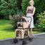 Double Pet Stroller 3-in-1 with Detachable Carriers - Beige