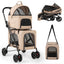 Double Pet Stroller 3-in-1 with Detachable Carriers - Beige