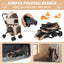 Double Pet Stroller 3-in-1 with Detachable Carriers - Beige