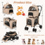 Double Pet Stroller 3-in-1 with Detachable Carriers - Beige