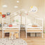 Marco de cama de madera de tamaño doble twin con mesa incorporada para niños - Blanco