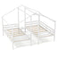 Marco de cama de madera de tamaño doble twin con mesa incorporada para niños - Blanco