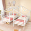 Marco de cama de madera de tamaño doble twin con mesa incorporada para niños - Blanco