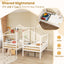 Marco de cama de madera de tamaño doble twin con mesa incorporada para niños - Blanco