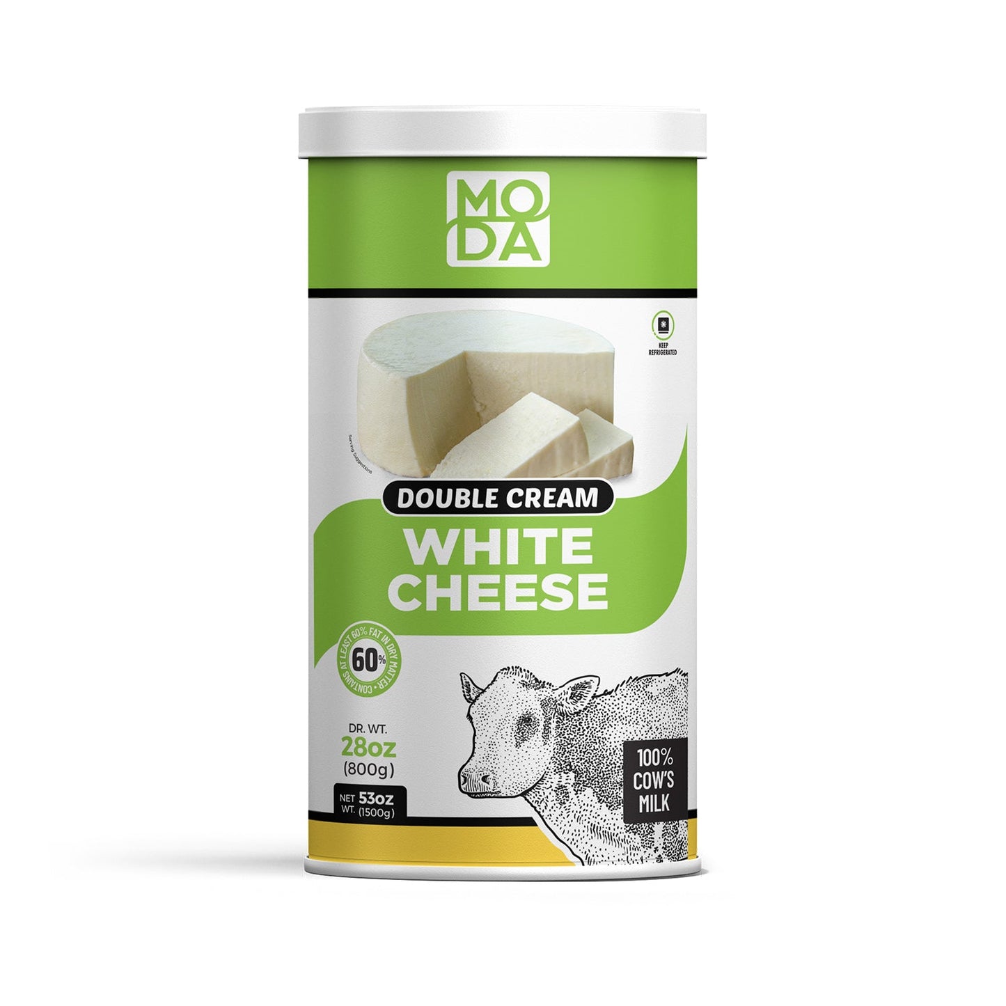Moda Double Cream White Cheese – Light Green, 28 oz (800 g)
