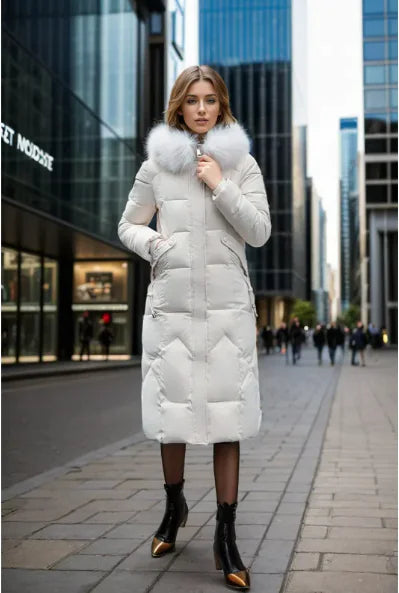 Chaqueta larga acolchada ajustada para mujer