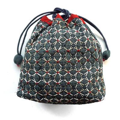 KOKI Weaving Sashiko Hydrangea Drawstring Bag Kit - Blue