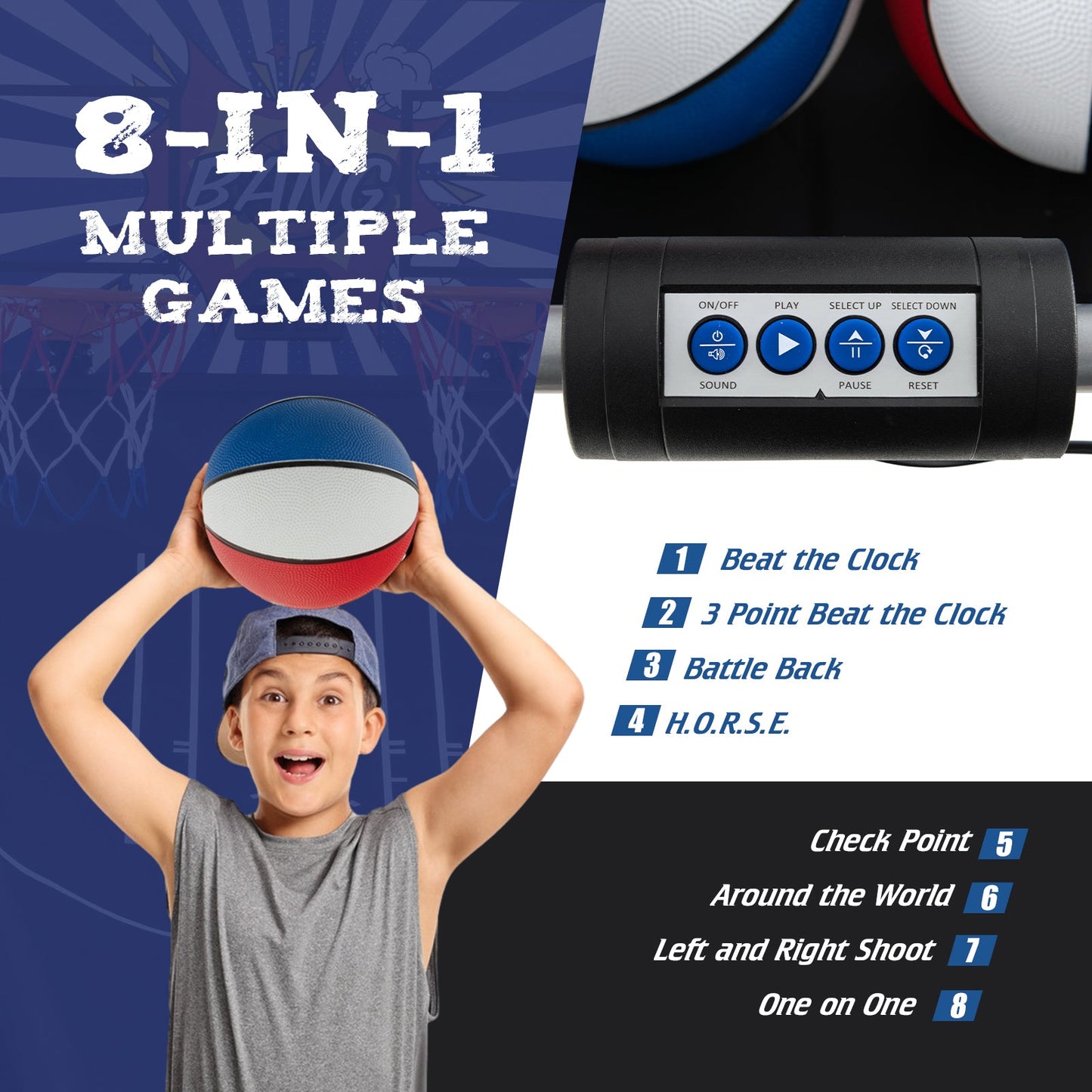 Gbruno Dual Shot Basketball Arcade Game - 8 Game Modes, 4 Balls