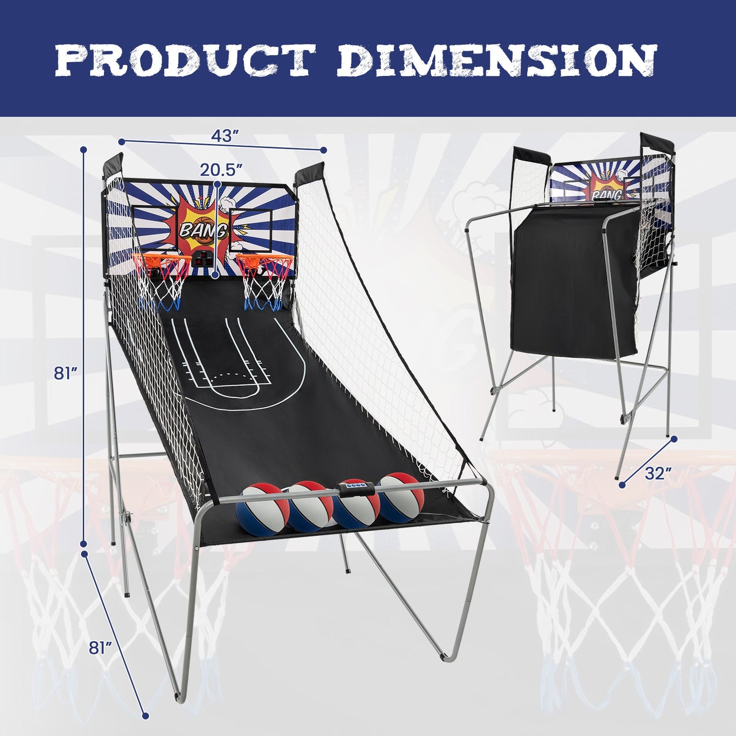 Gbruno Dual Shot Basketball Arcade Game - 8 Game Modes, 4 Balls