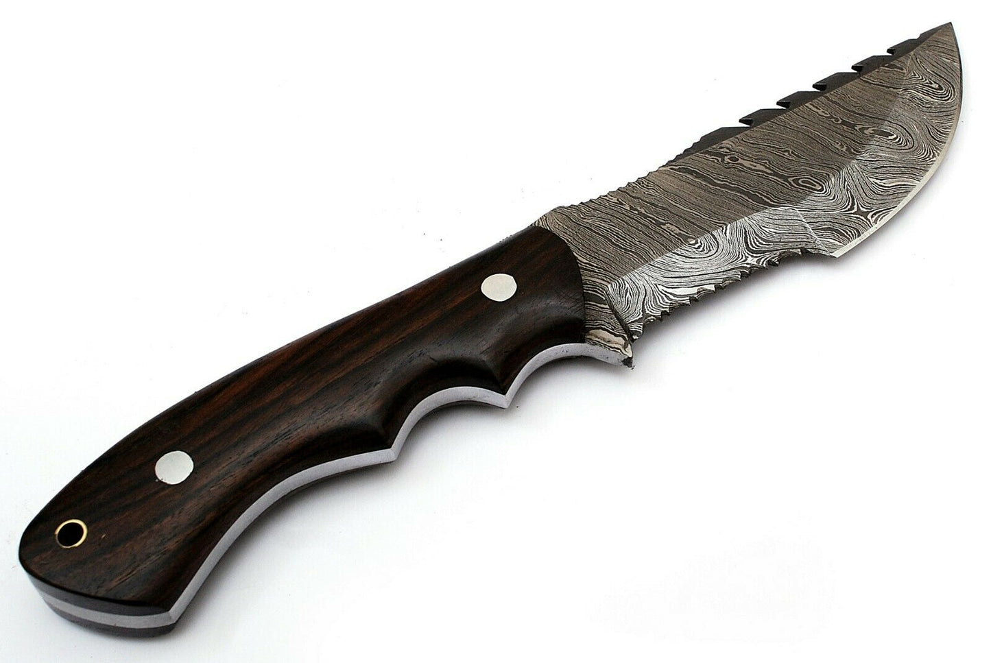 Premium Custom Damascus Steel Tom Brown Tracker Knife - 10" Rosewood Handle with Leather Sheath | Perfect for Survival & Tactical Use - Korvel