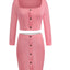 Conjunto de Falda con Mangas Largas y Hombros Descubiertos con Botones