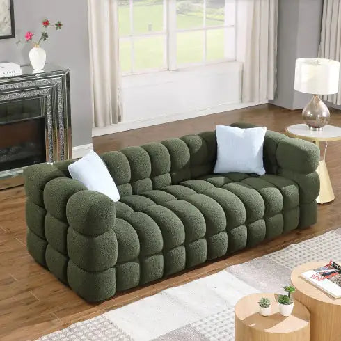 Sofá Boucle Elegante de 3 Plazas en Blanco