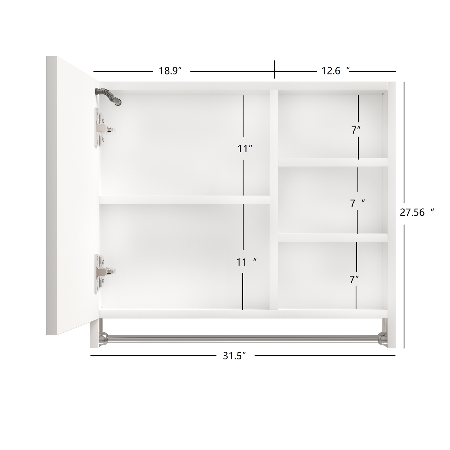 Cabinet de rangement moderne pour salle de bain 32x28 pouces avec éclairage LED