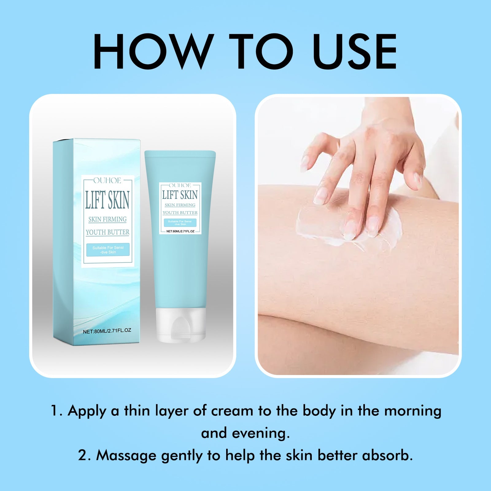 Skin Firming Youth Butter, Moisturizing And Hydrating Deep Moisturizing Skin Firming Whitening Body Cream - Korvel