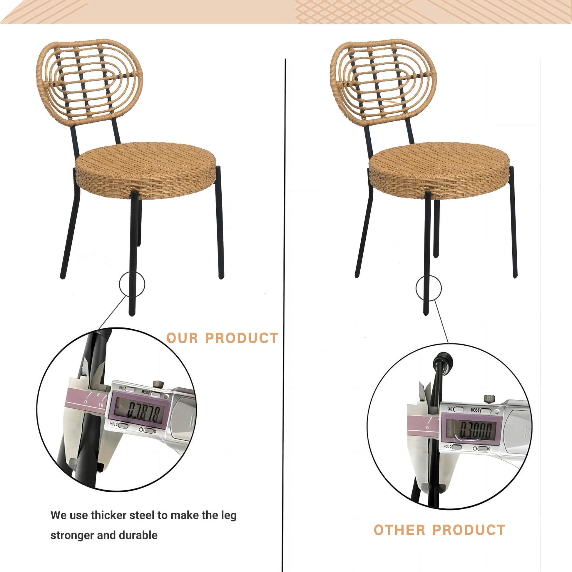 3 Pieces Of Luxury Outdoor Wicker Furniture - Patio Bistro Style Table And Chair Combination - Korvel