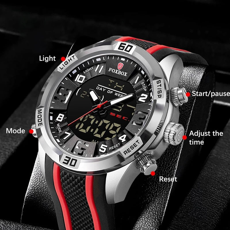 Lige Men's Dual Display Watch Multi-Function Chronograph Sports Waterproof Watch - Korvel