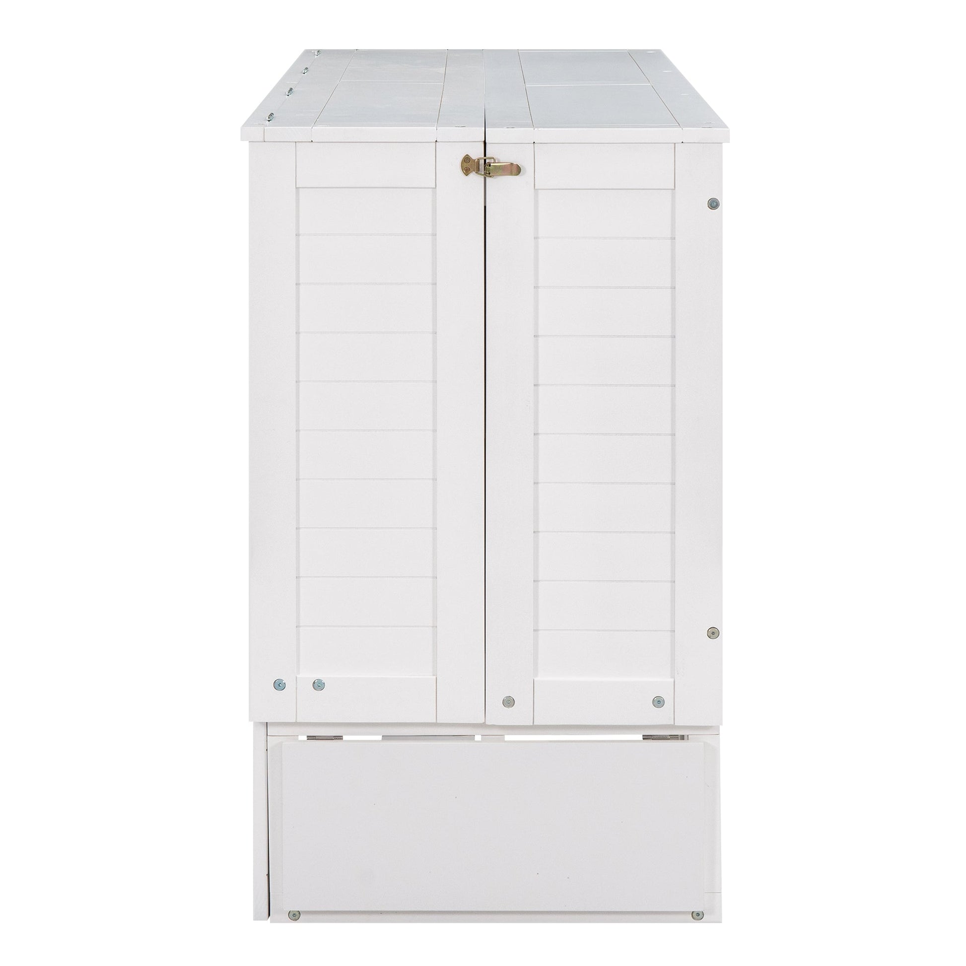 Queen Size Mobile Murphy Bed with Drawer and Little Shelves on Each Side White - Korvel