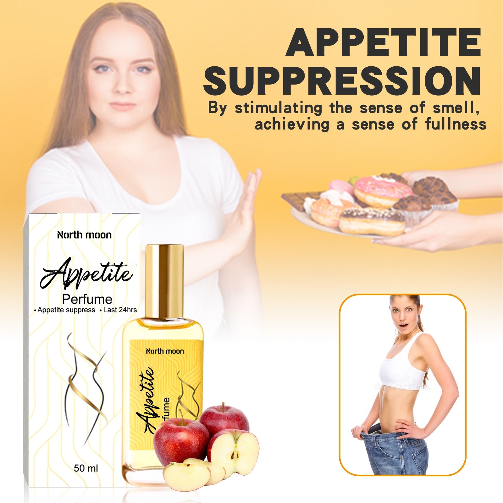 North moon Appetite Suppression Perpume, Light Fragrance Natural Fragrance Body Firming Skin Belly Bye Meat Slimming Spray - Korvel