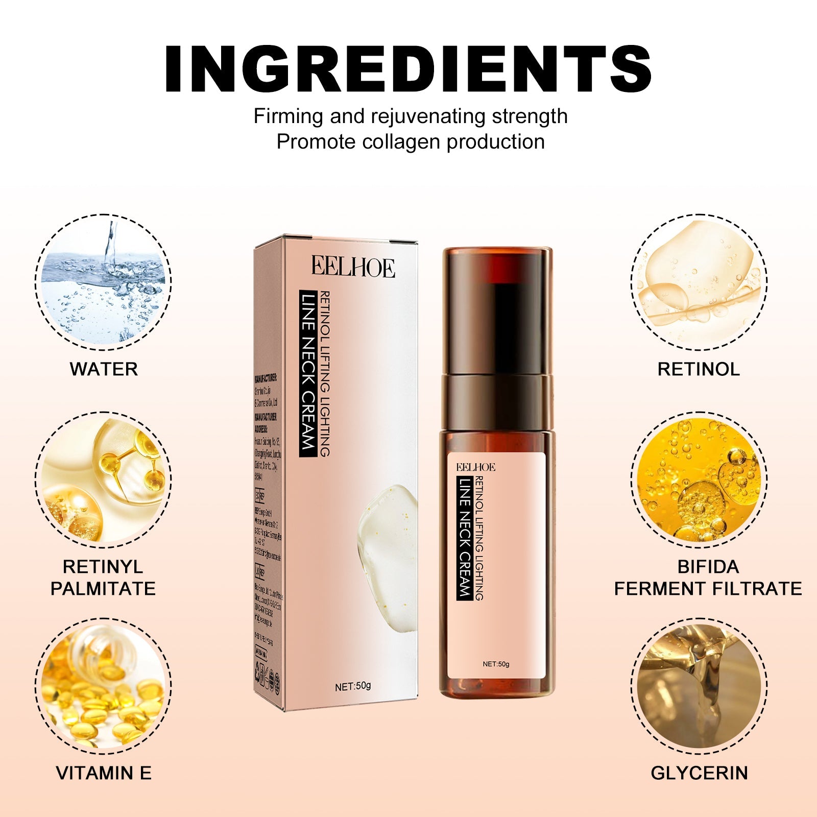 Retinol Anti-Wrinkle Neck Cream, Lighten Neck Lines Moisturizing, Hydrating, Firming And Brightening Skin Neck Cream - Korvel