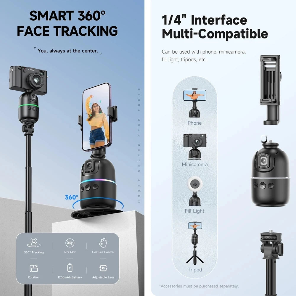 P03 Gimbal Intelligent AI avec Suivi Automatique de Visage à 360° pour Smartphones