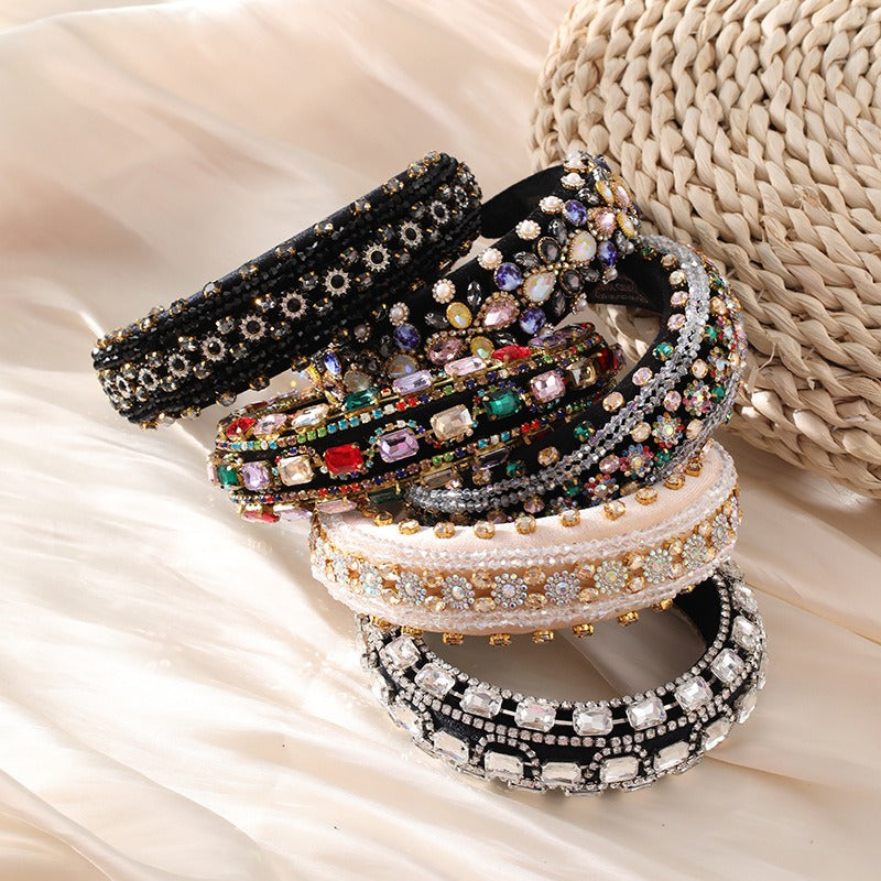 Retro Baroque colored glass drill sponge hair hoop - Korvel