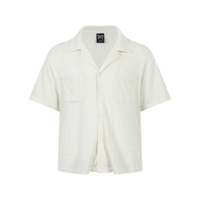 Chemise à col cubain unie premium pour hommes