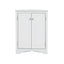 Elegante gabinete de almacenamiento triangular blanco con estantes ajustables