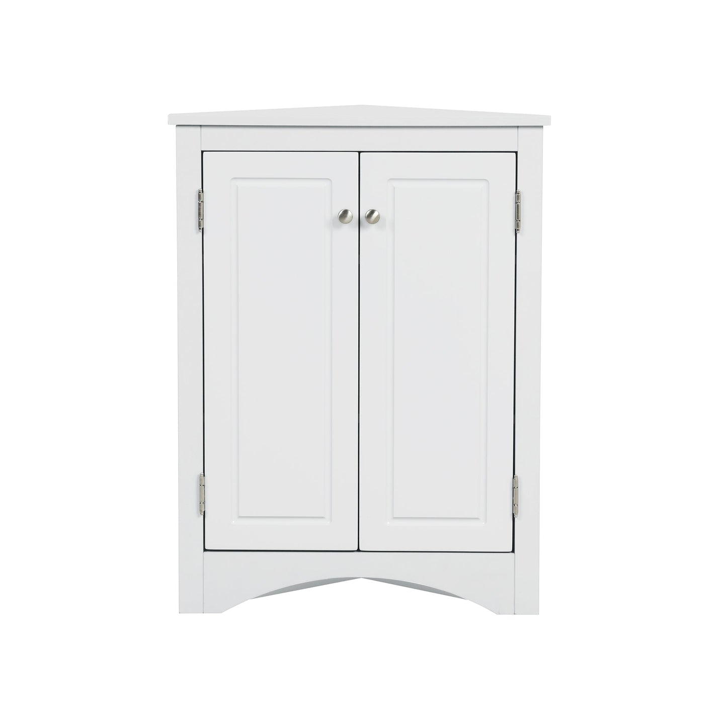 Elegante gabinete de almacenamiento triangular blanco con estantes ajustables