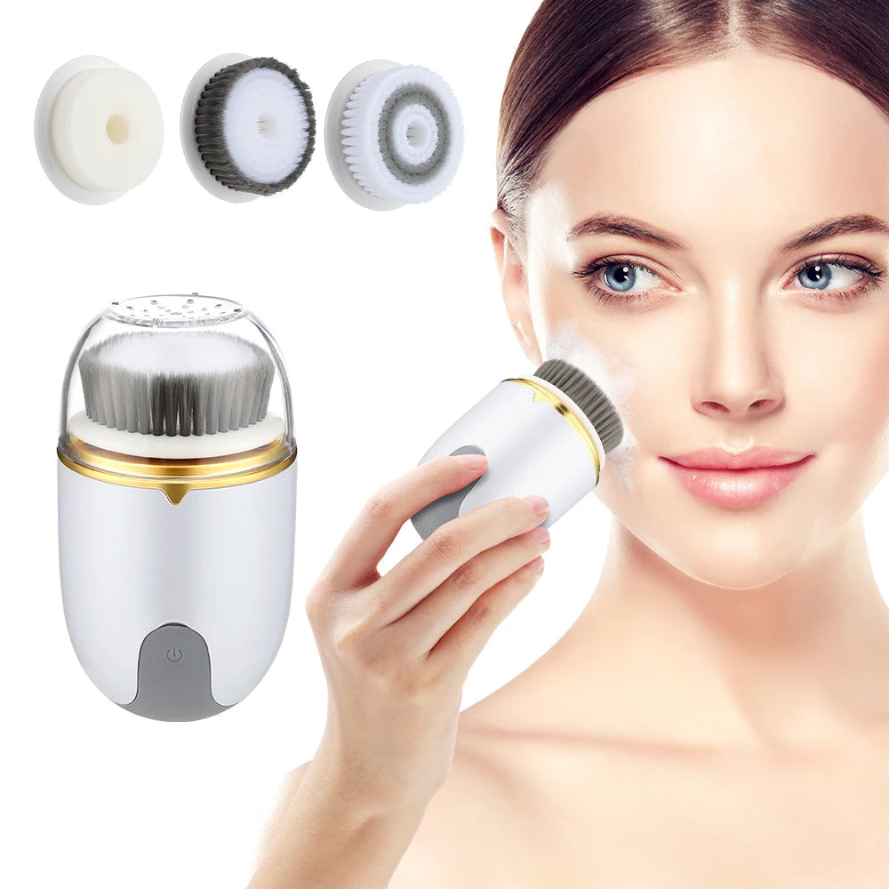 3 in 1 Ultrasonic Facial Cleanser Brush Electric Cleansing Face Brush 360 Rotate Deep Cleaning Brush Facial Skin Care Machine - Korvel