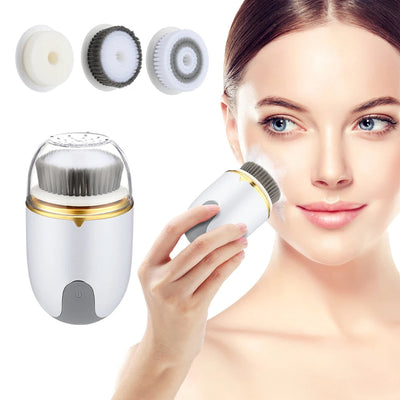 3 in 1 Ultrasonic Facial Cleanser Brush Electric Cleansing Face Brush 360 Rotate Deep Cleaning Brush Facial Skin Care Machine - Korvel
