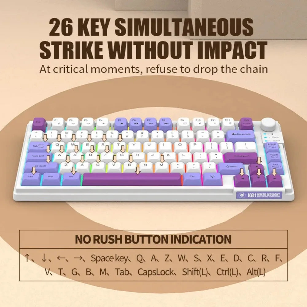 K81 Wired Gaming Keyboard with Luminous RGB Lighting