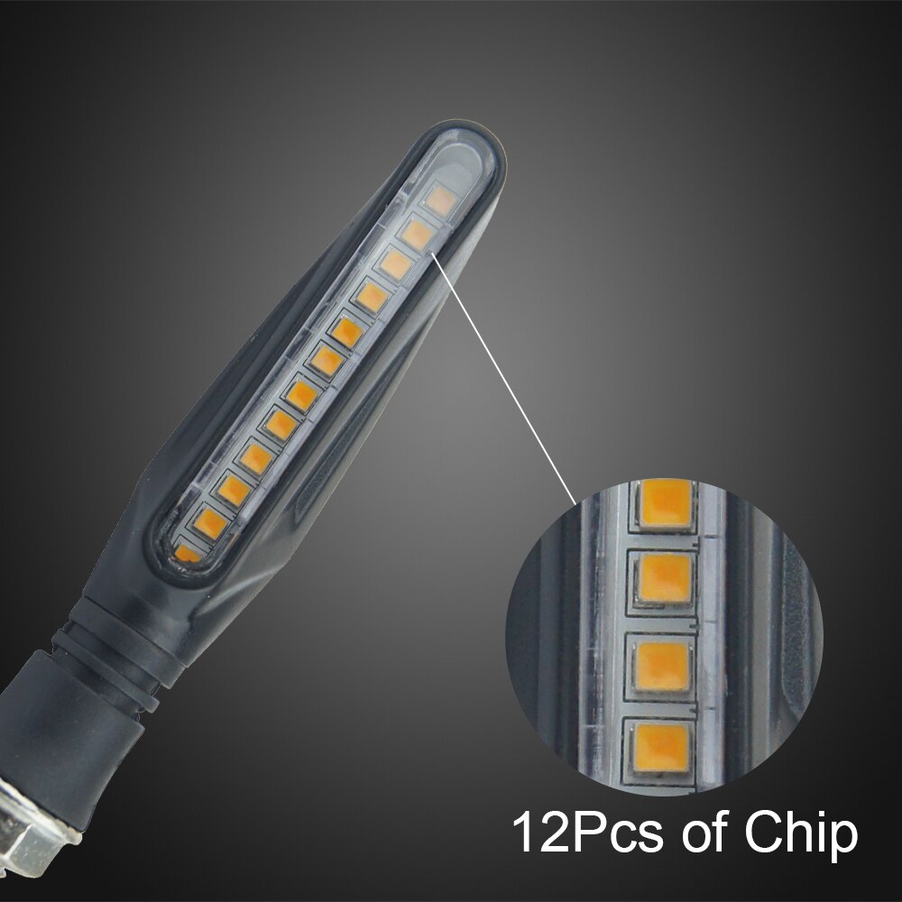 2PCS LED Motorcycle Turn Signals Light 12 SMD Tail Flasher Flowing Water Blinker IP68 Bendable Motorcycle Flashing Lights - Korvel