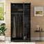 Elegant 3-Door Wardrobe with Mirror and Shelves in Black