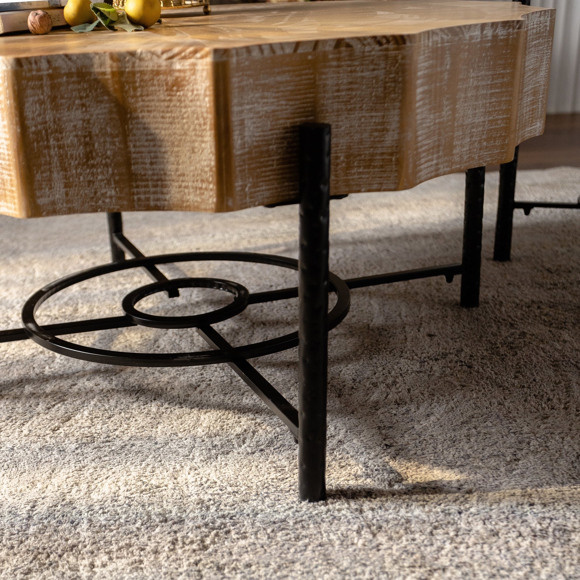 31.5 "Vintage Patchwork Lace Shape Coffee Table Cedar Coffee Table Set (Set of 2) - Korvel