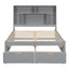 Full Size Platform Bed with Storage Headboard and 2 Drawers, Gray - Korvel