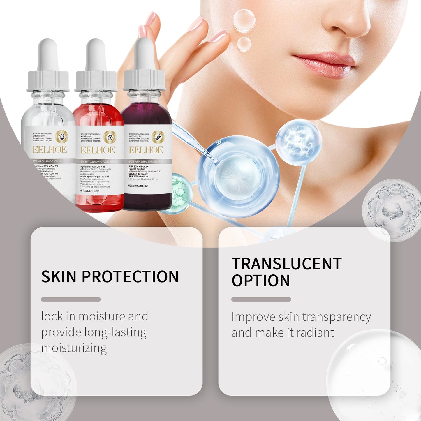 Acne Set Facial Cleansing Acne Repair Skin Whitening Acne Print Essence Mask Set - Korvel