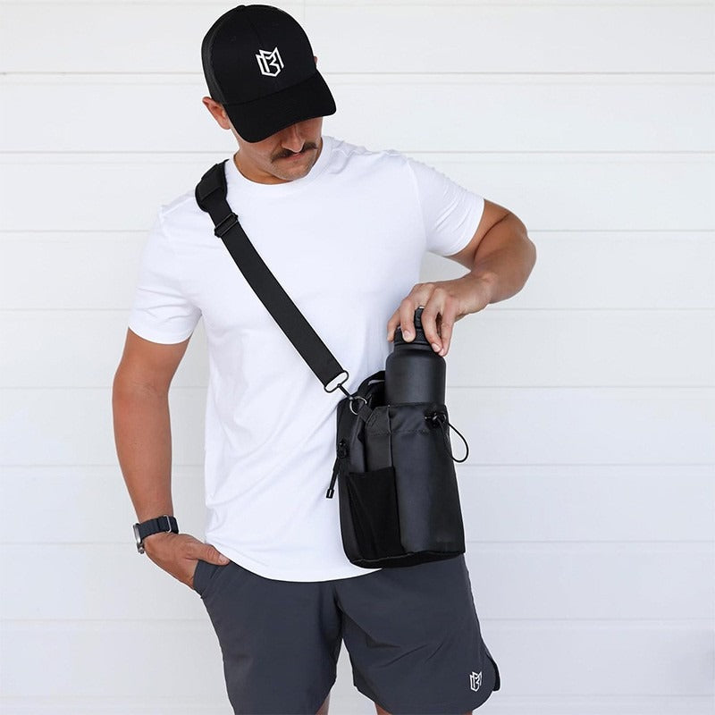 Fitness magnetic water bottle bag with magnet large capacity gym specific water cup bag portable crossbody bag - Korvel