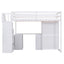 Elegant Twin Size Loft Bed with Wardrobe and Desk in White