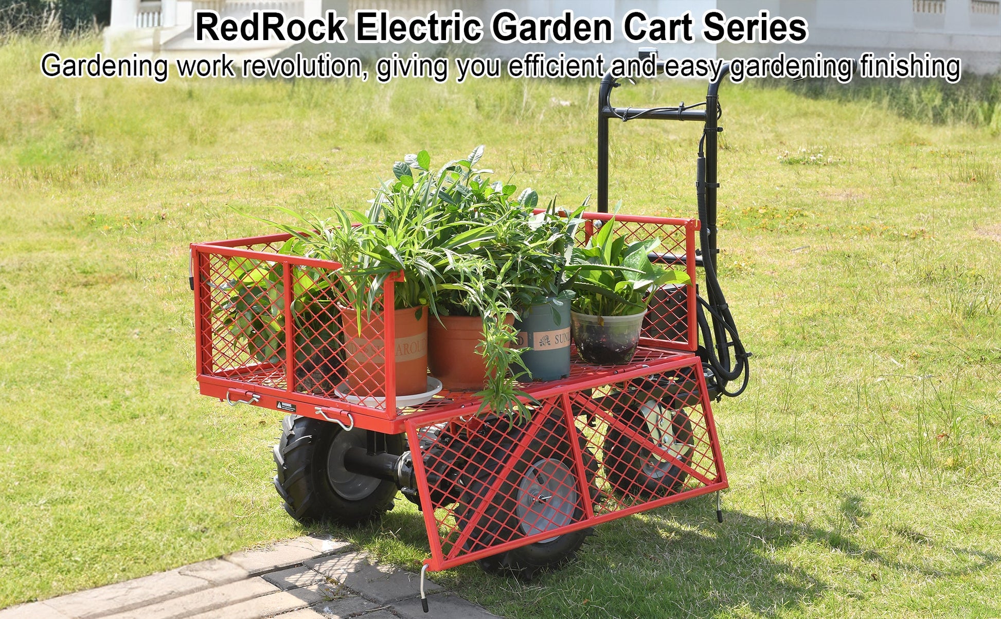 Wheelbarrow Utility Cart Electric Powered Cart 48V28Ah 500W Capacity 500lbs (230kg) Material Hauler 1000lbs Towing - Korvel